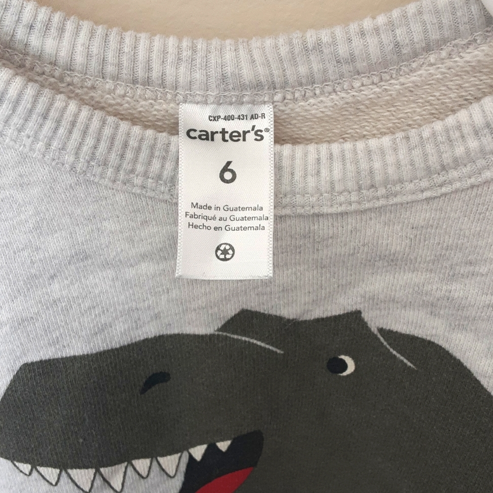 Carter's Trex Dinosaur Pullover Gray Sweater - Picture 3 of 3